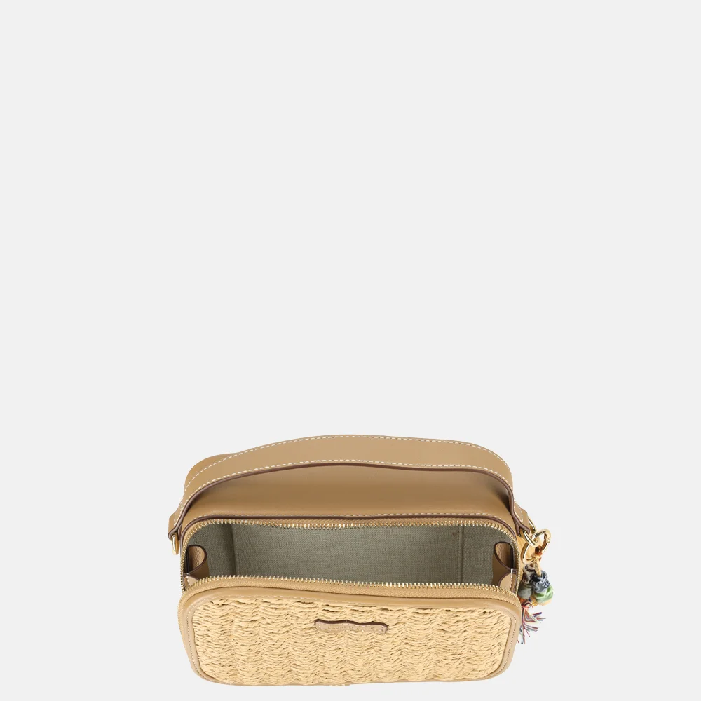 Laurent David Leo crossbody box tas raffia taupe bij Duifhuizen