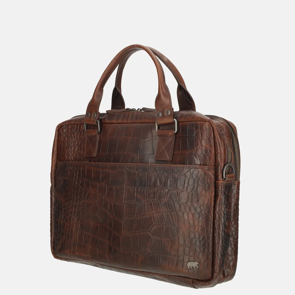 Bear Design Laptoptas 15 inch croco donkerbruin bij Duifhuizen