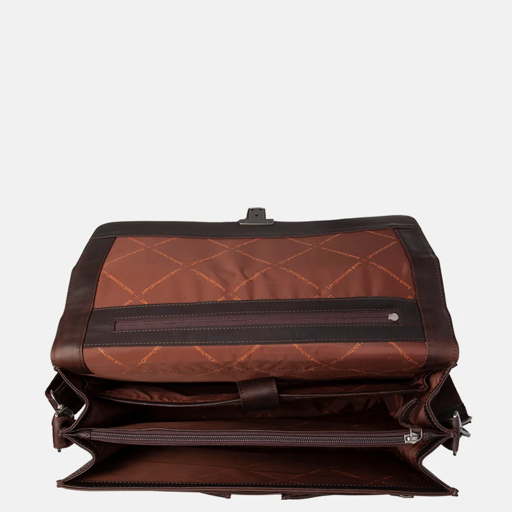 Chesterfield Stuttgart laptoptas 14 inch dark brown bij Duifhuizen