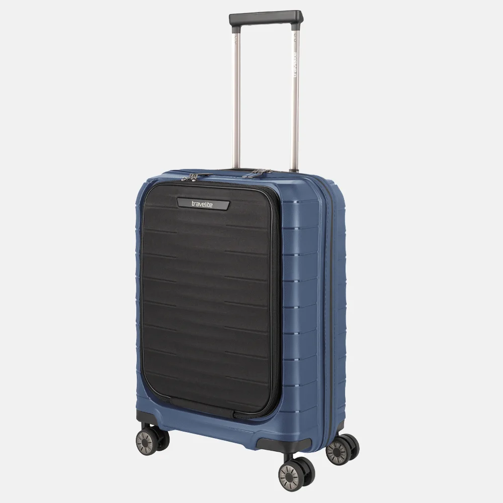 Travelite Mooby frontpocket handbagage koffer 55 cm blue bij Duifhuizen