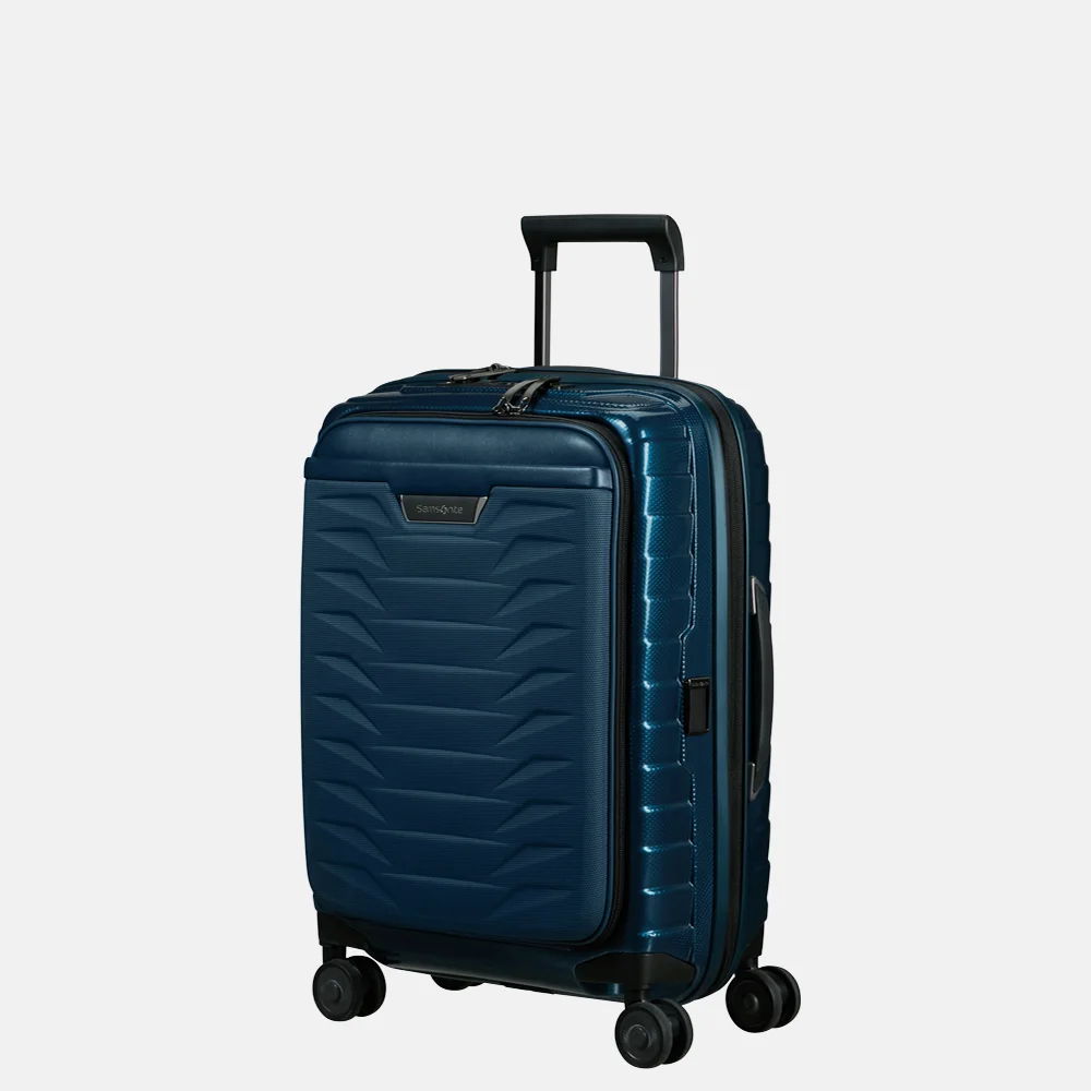 Samsonite Proxis frontpocket handbagage koffer 55 cm expandable petrol blue bij Duifhuizen