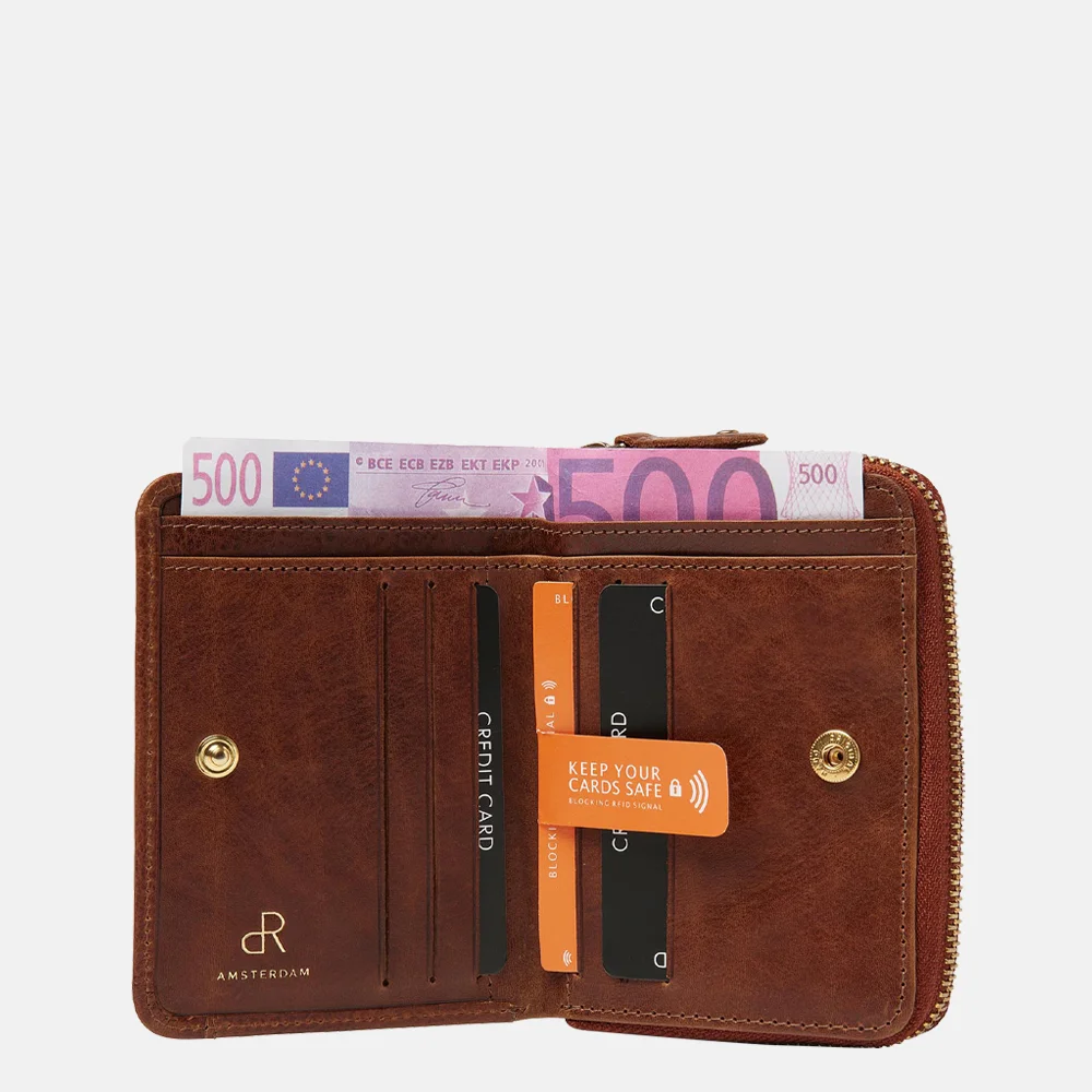 DR Amsterdam portemonnee cognac bij Duifhuizen