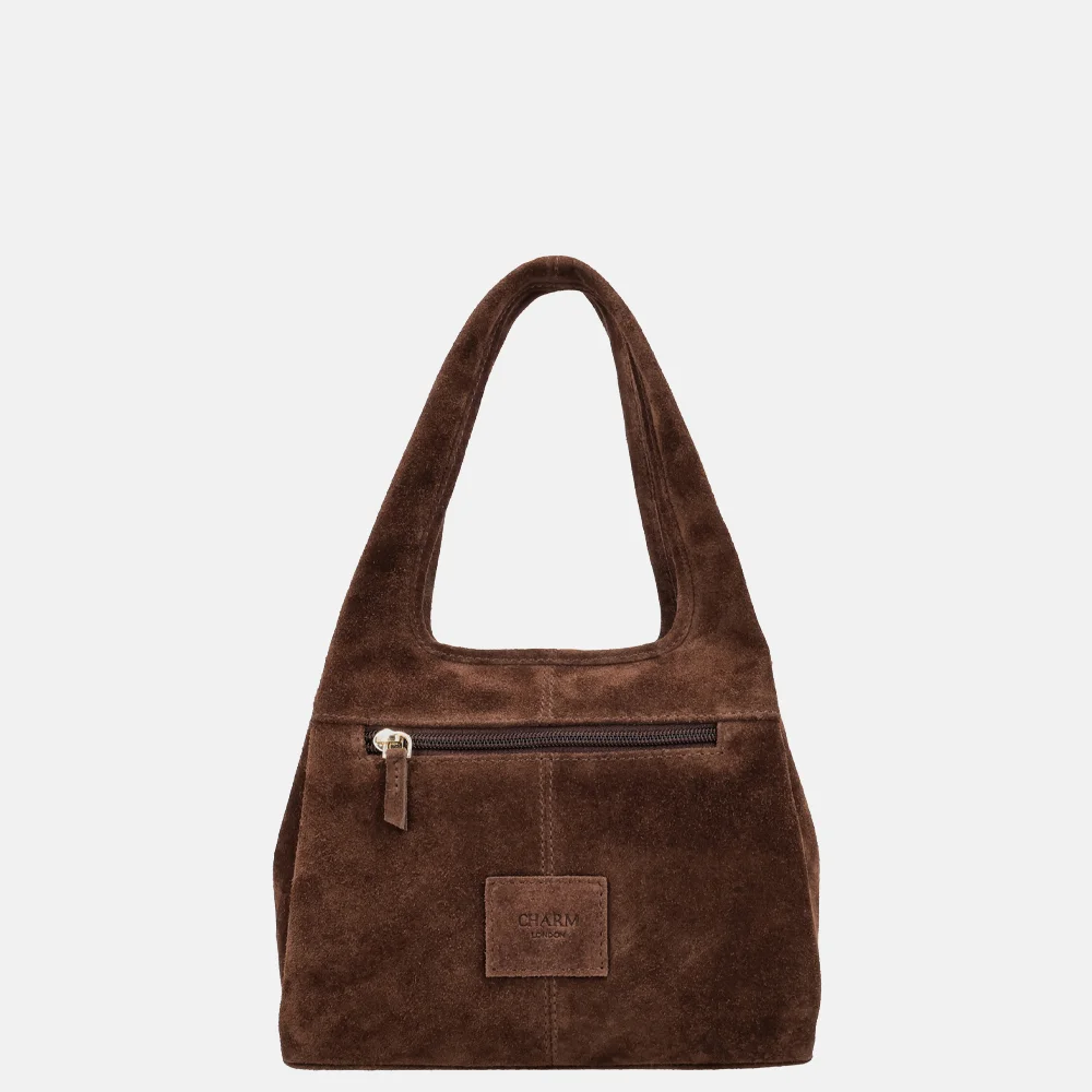 Charm London Sevilla handtas suede bruin bij Duifhuizen