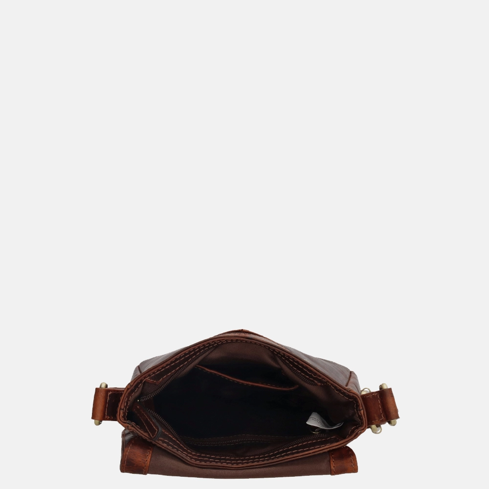 Hide & Stitches Columbia schoudertas brown bij Duifhuizen