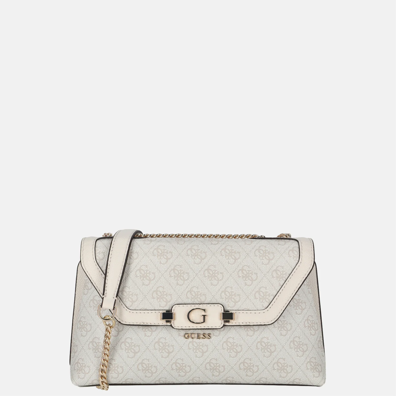 Guess Lindsey convertible flap crossbody tas bone logo bij Duifhuizen