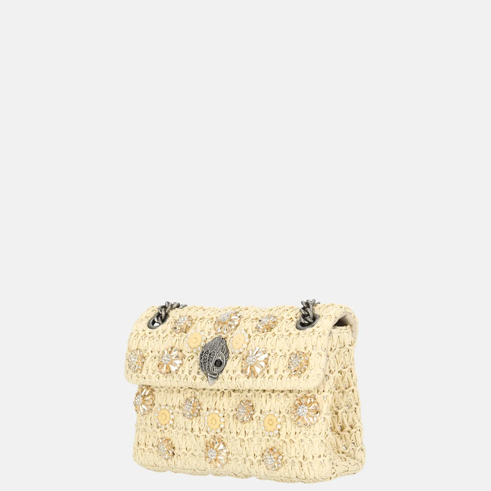 Kurt Geiger kensington schoudertas raffia mini beige bij Duifhuizen