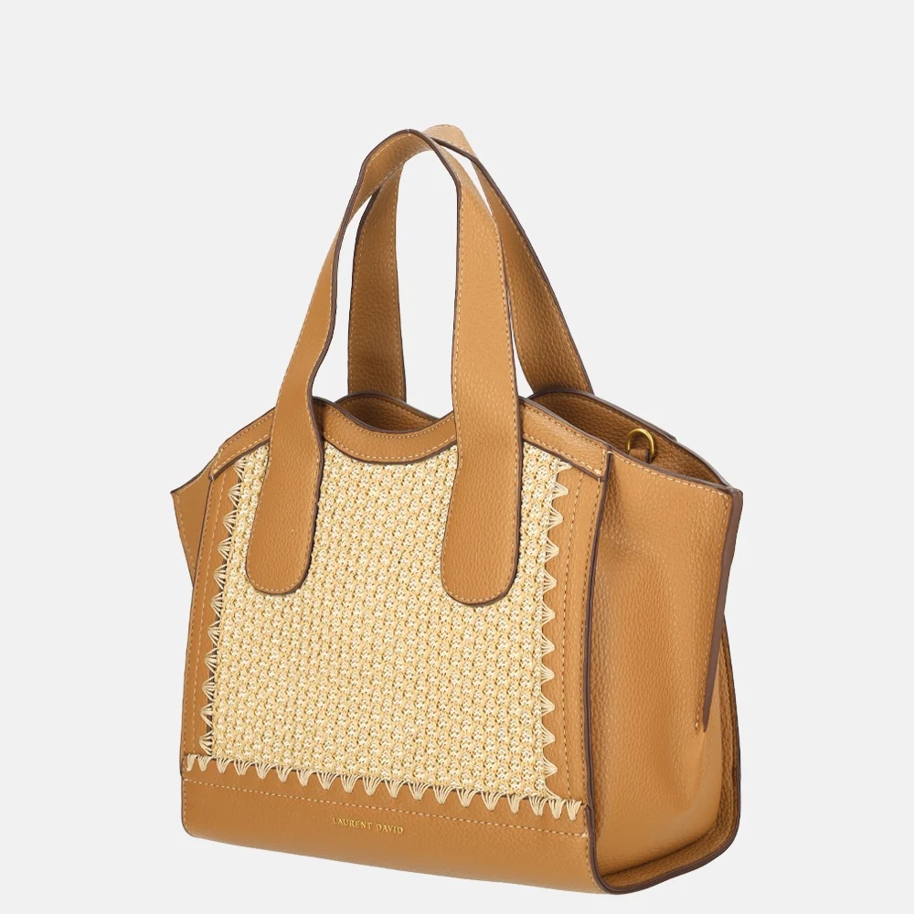 Laurent David Rosa handtas raffia cognac bij Duifhuizen