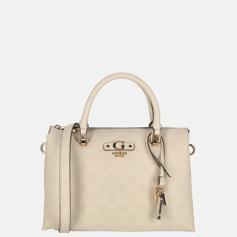 Guess Dita handtas light taupe Logo bij Duifhuizen