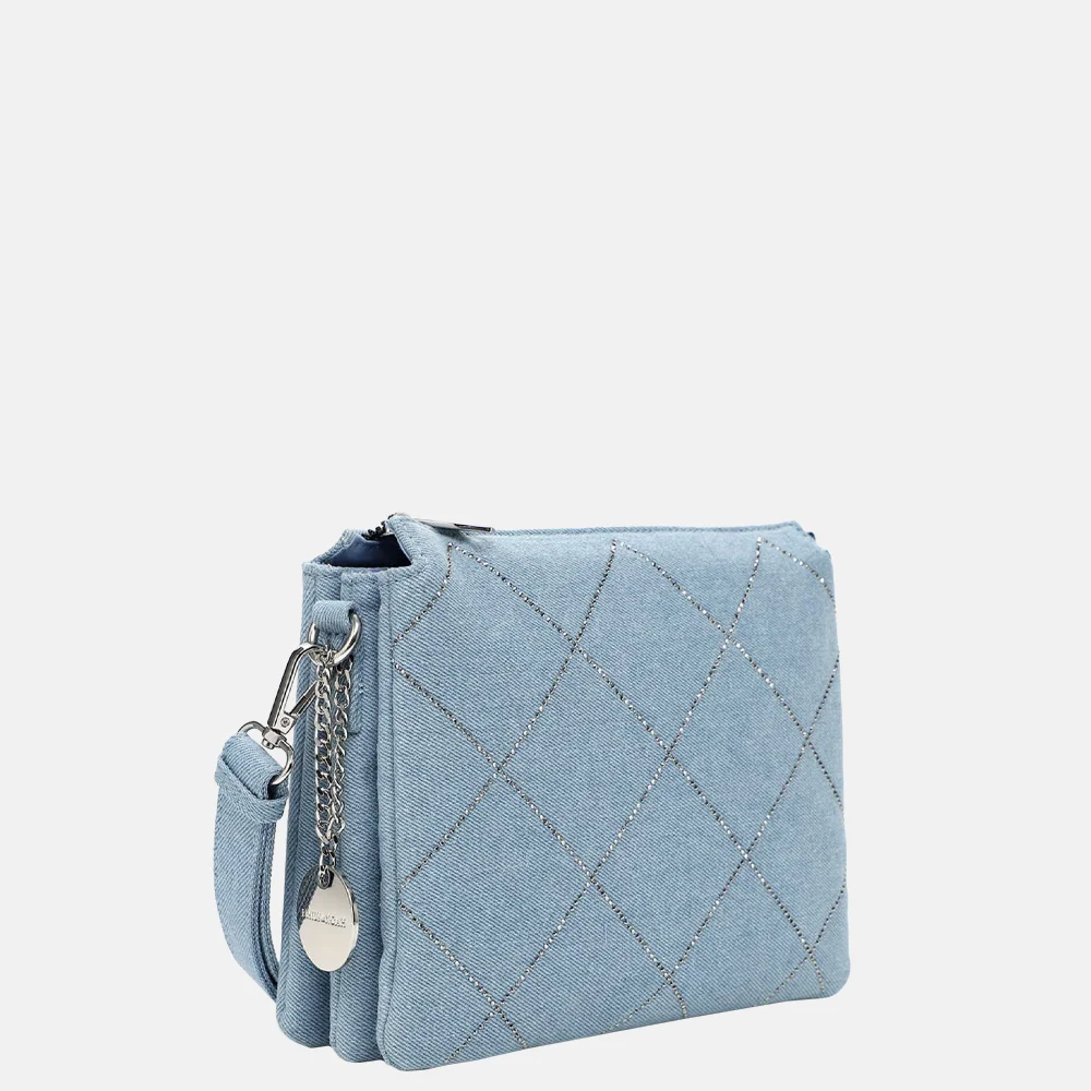 Emily & Noah Juliane crossbody tas denim strass light blue bij Duifhuizen