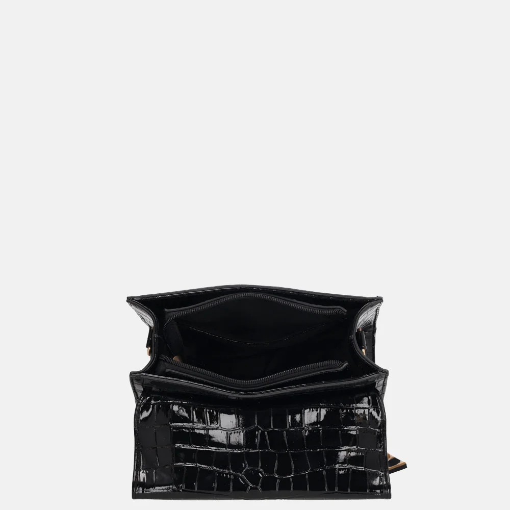 Charm London Knightbridge handtas croco lak zwart bij Duifhuizen