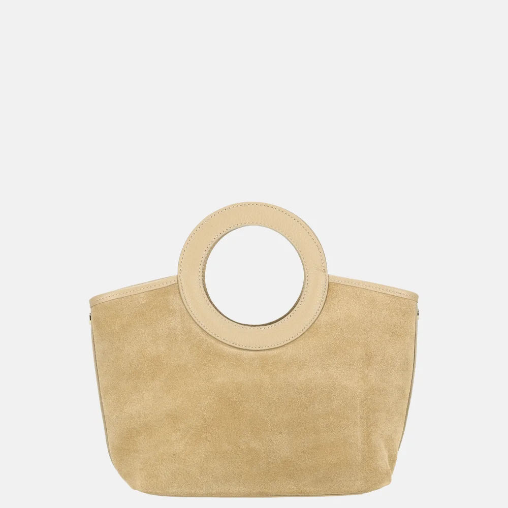 Charm London handtas suede lichttaupe bij Duifhuizen