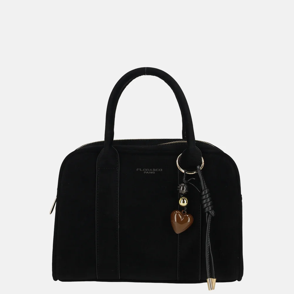 Flora & Co handtas bowling suedine noir bij Duifhuizen