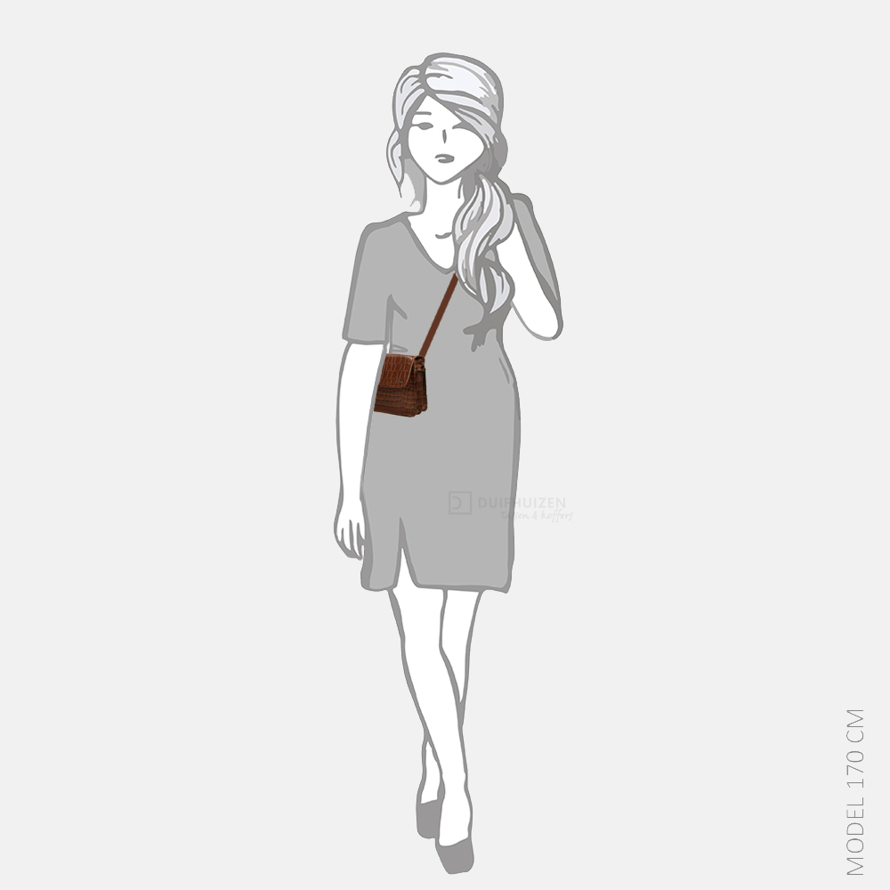 Berba Laguna crossbody tas croco cognac bij Duifhuizen