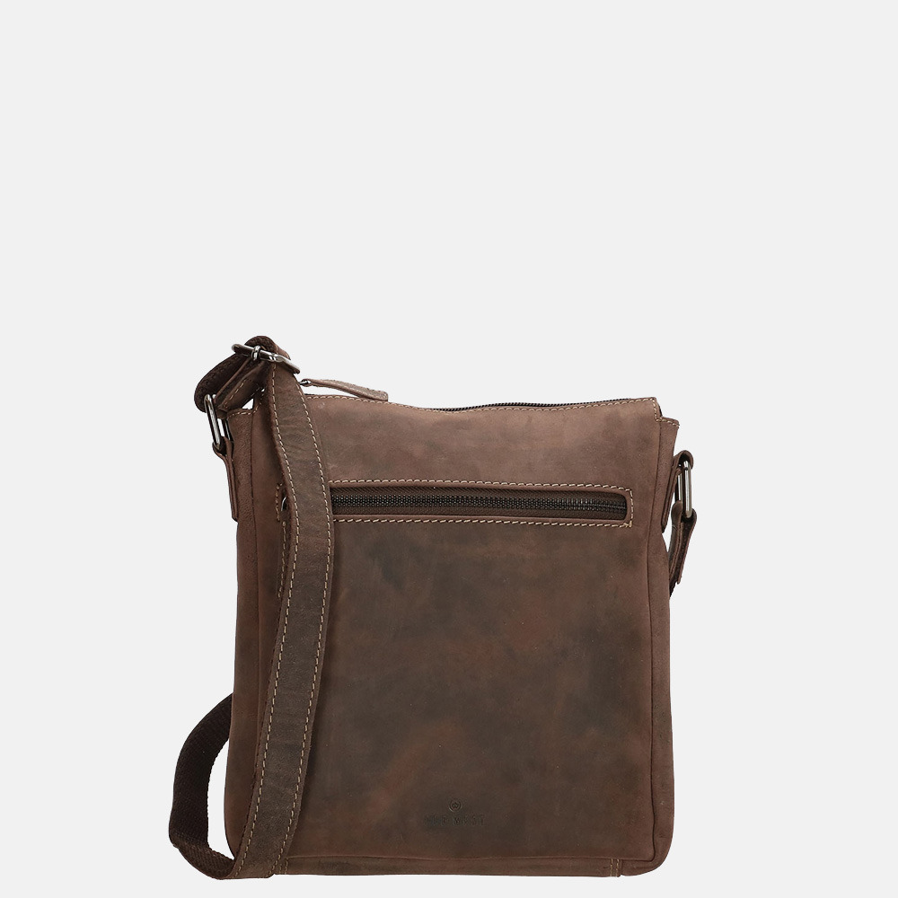 Old West crossbody tas dark brown bij Duifhuizen