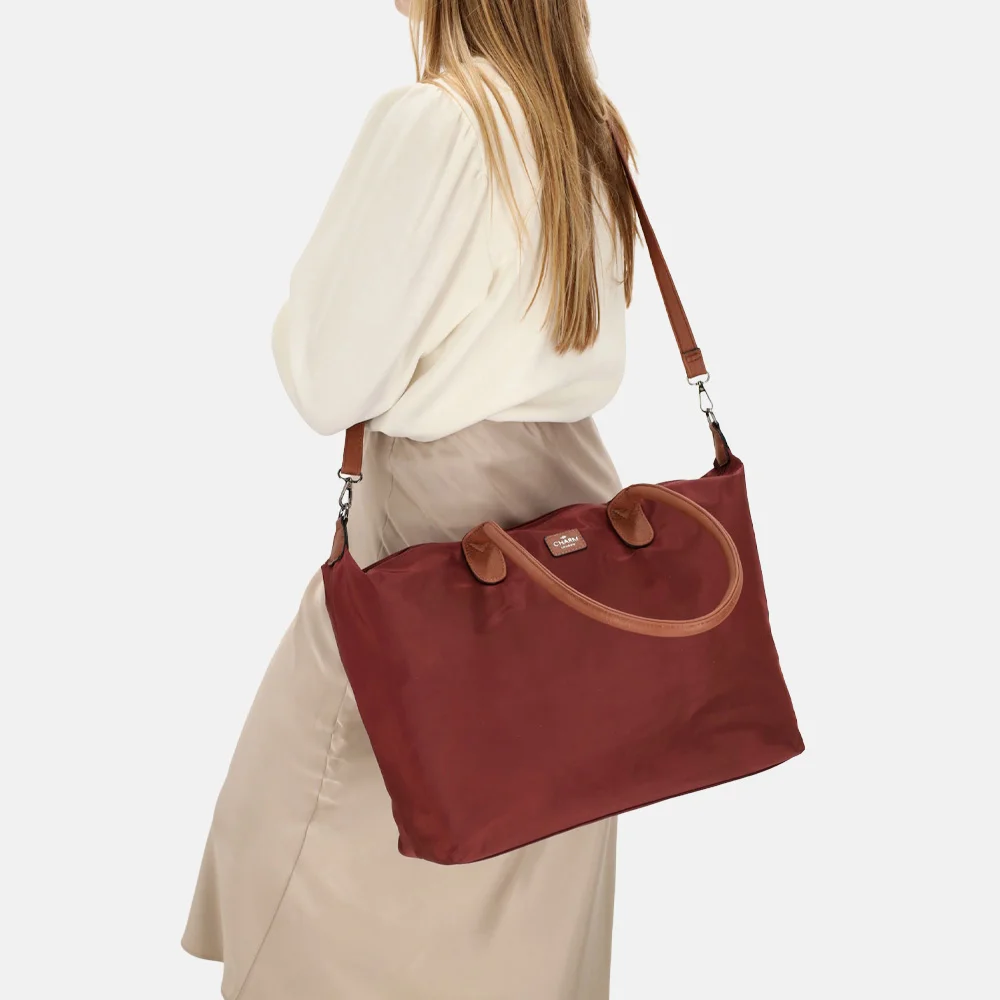 Charm London Buckingham shopper met 15.6 inch laptopvak L bordeaux bij Duifhuizen
