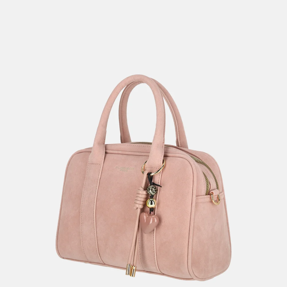 Flora & Co handtas bowling suedine pink bij Duifhuizen