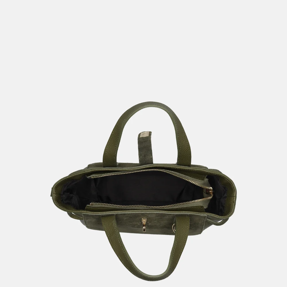 Charm London handtas suede/leer olijfgroen bij Duifhuizen
