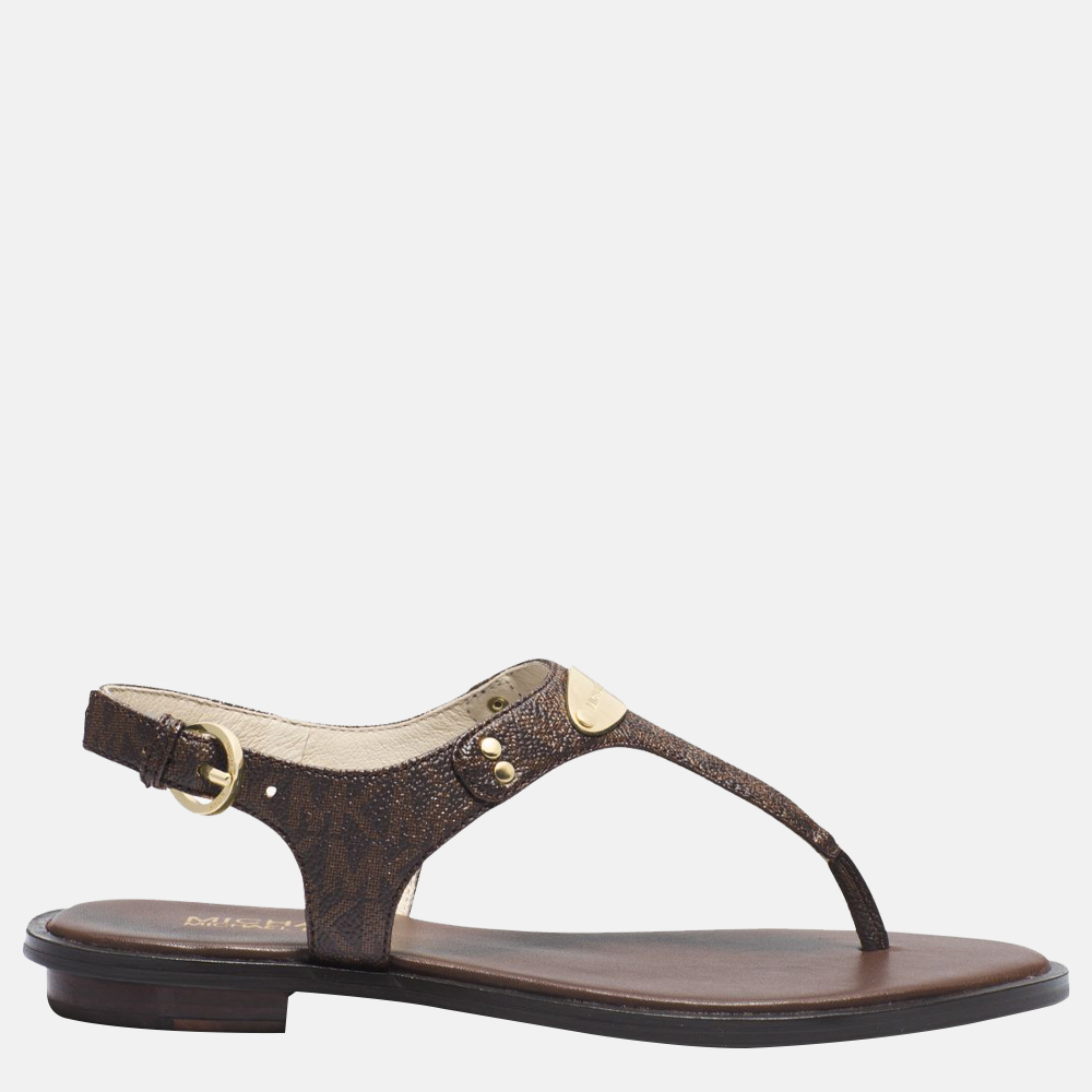 Michael Kors Plate sandalen brown bij Duifhuizen