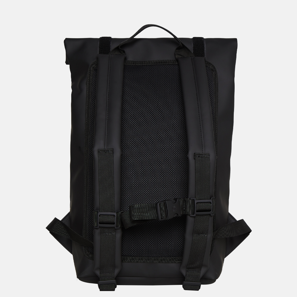 Rains Velcro Rolltop Backpack rugzak black bij Duifhuizen