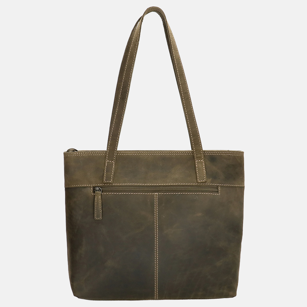 Hide & Stitches Idaho shopper olive green bij Duifhuizen