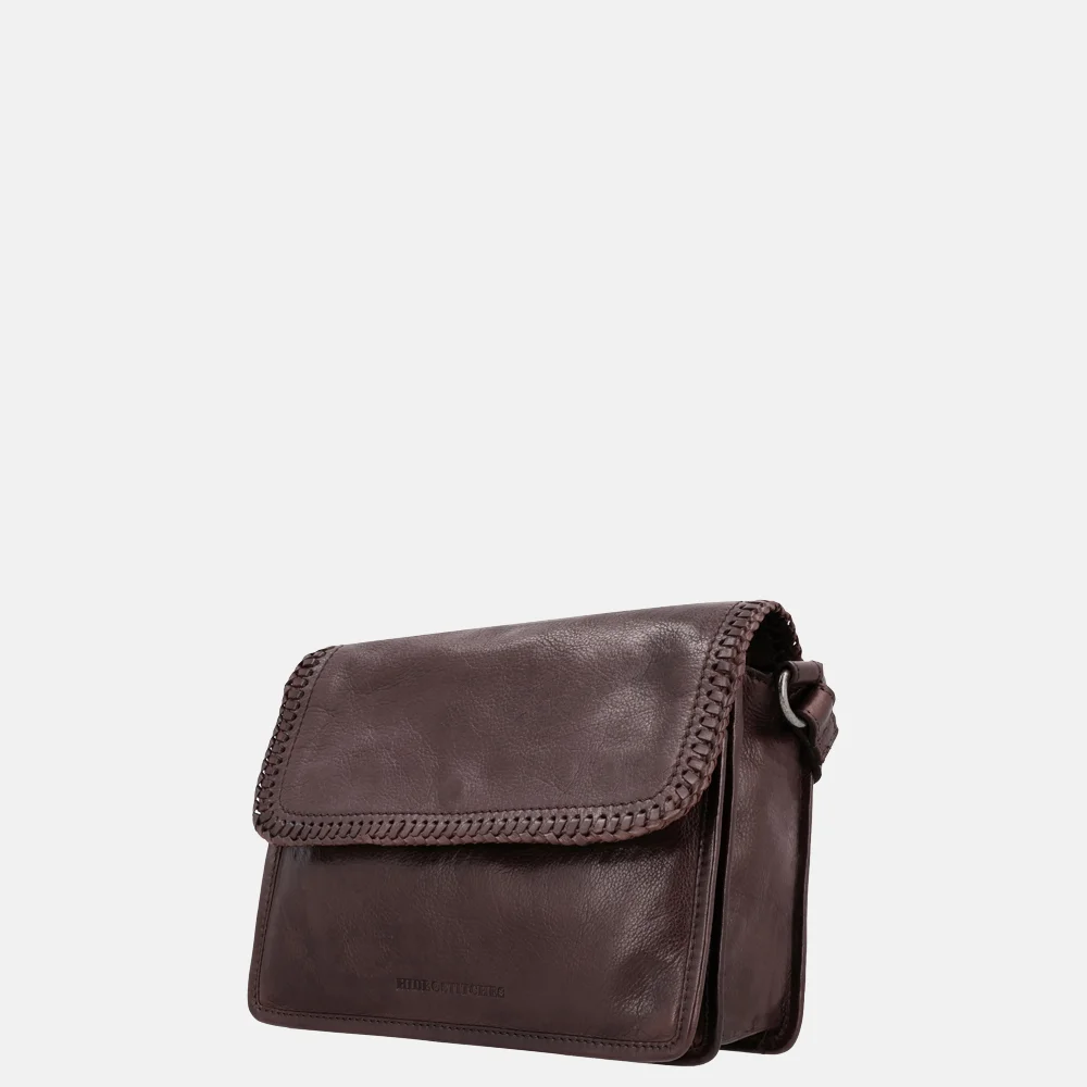 Hide & Stitches Country crossbody tas overslag donkerbruin bij Duifhuizen