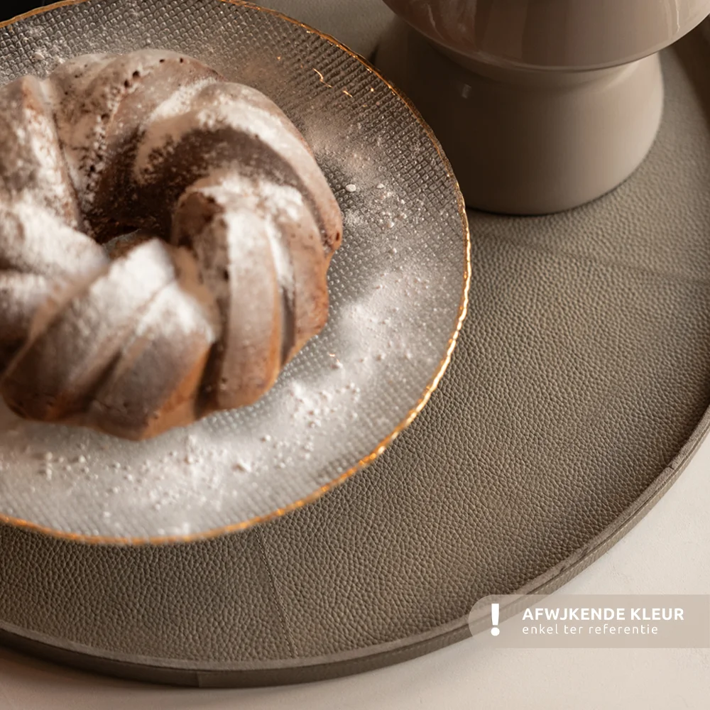 Chamada leren dienblad rond effen XL black bij Duifhuizen