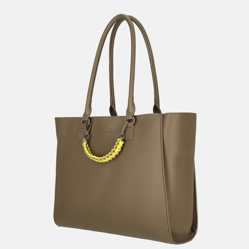 Laurent David Dorine shopper khaki/geel bij Duifhuizen