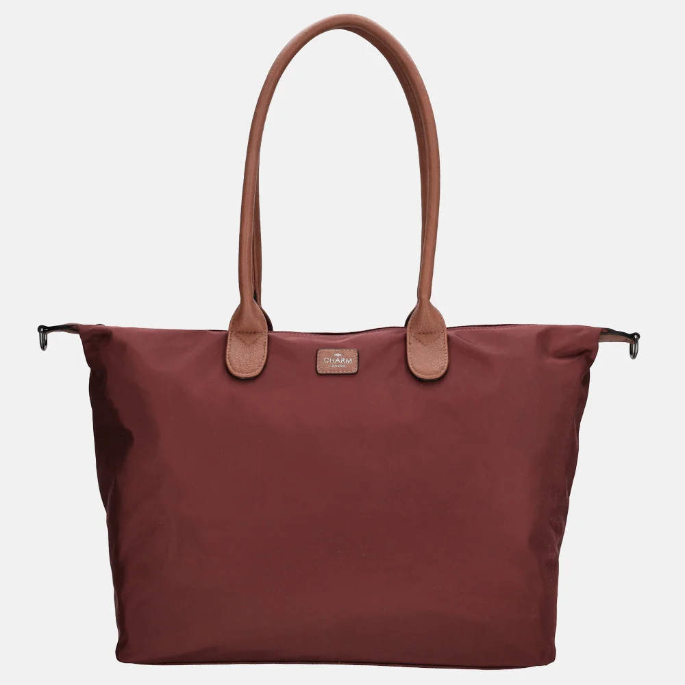 Charm London Buckingham shopper met 15.6 inch laptopvak L bordeaux bij Duifhuizen