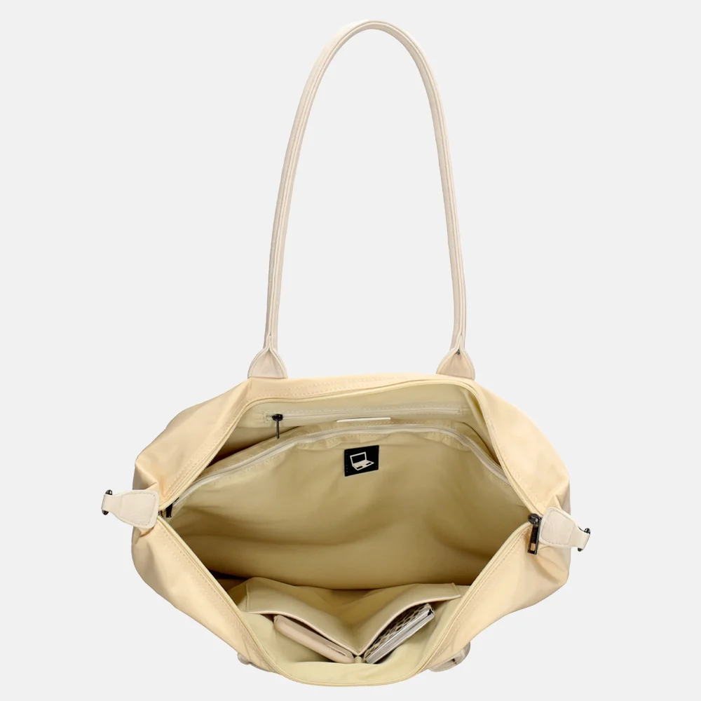 Charm London Buckingham Mono shopper met 15.6 inch laptopvak L creme bij Duifhuizen