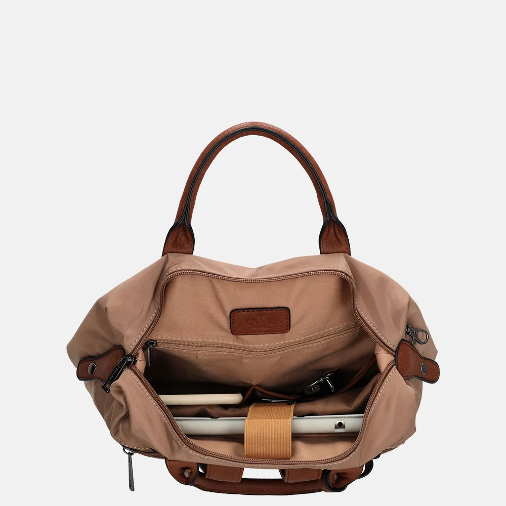 Charm London Buckingham laptoprugzak 14 inch taupe bij Duifhuizen