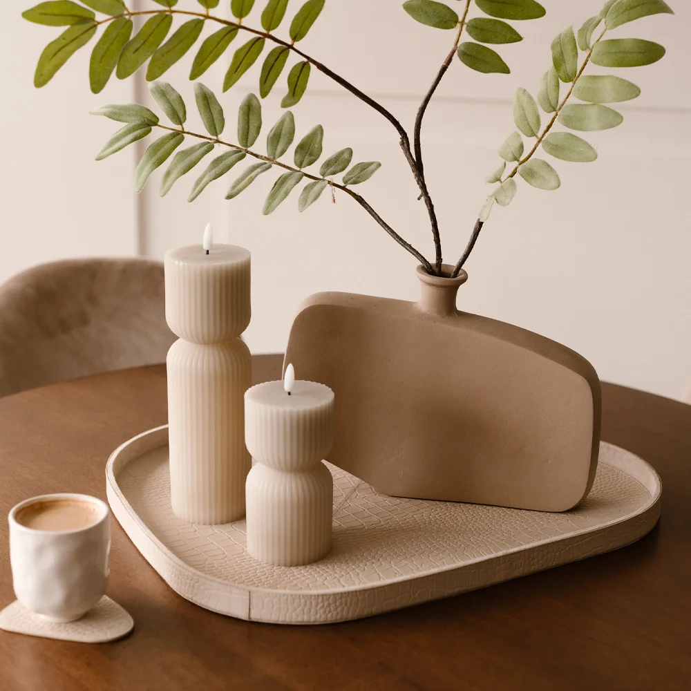 Chamada leren dienblad organisch croco L beige bij Duifhuizen