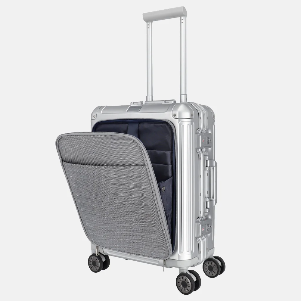 Travelite Next Frontpocket handbagage koffer 55 cm silver bij Duifhuizen