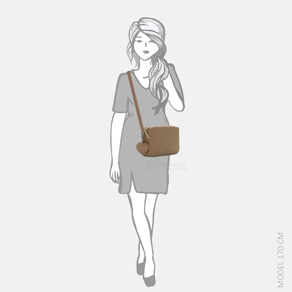Emily & Noah Enie crossbody tas taupe bij Duifhuizen