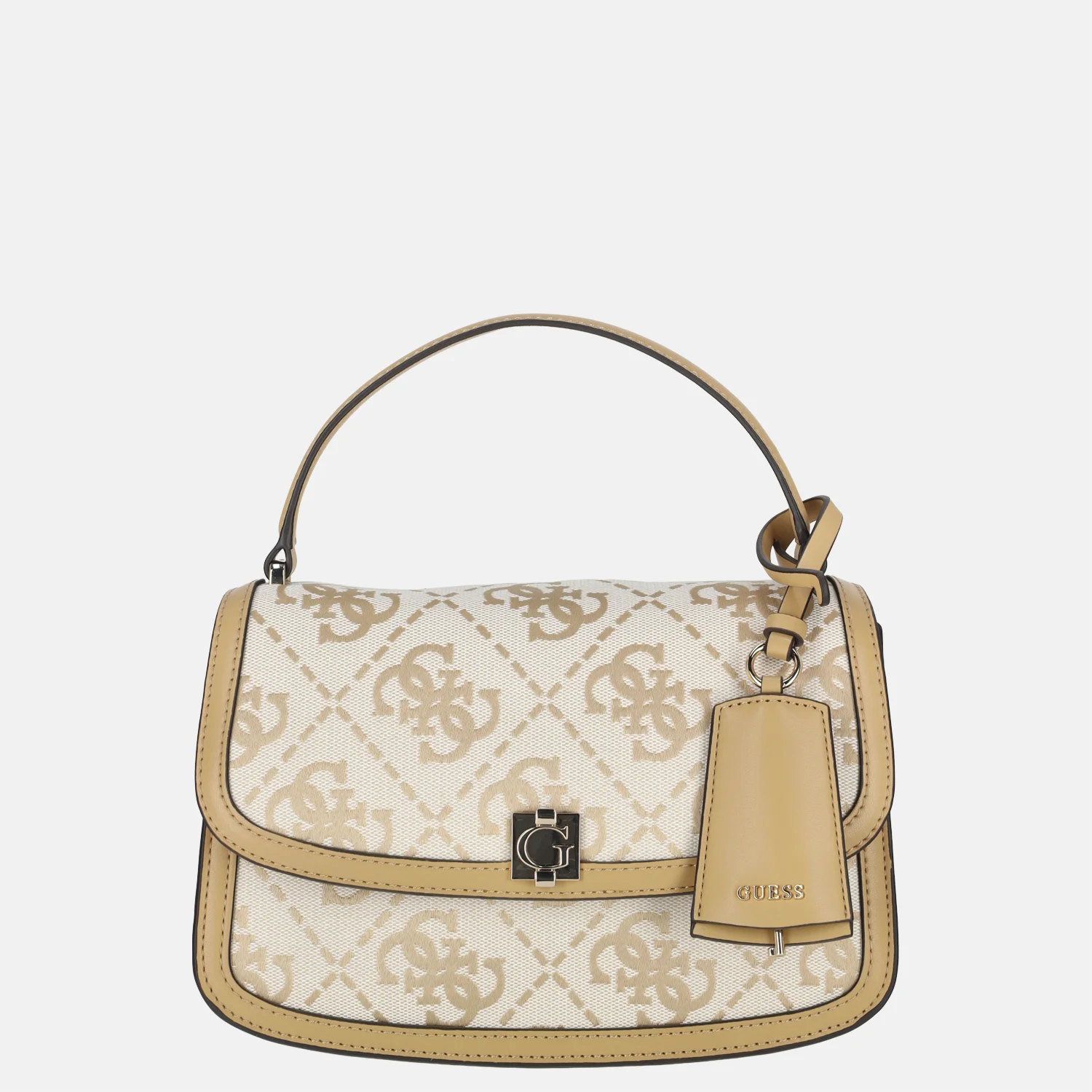 Guess Audrey logo crossbody tas beige logo bij Duifhuizen