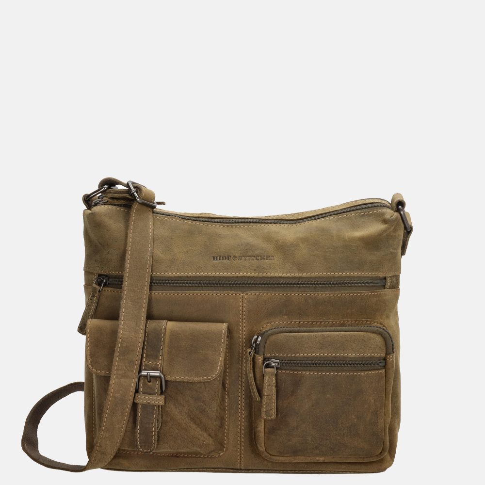 Hide & Stitches schoudertas olive green