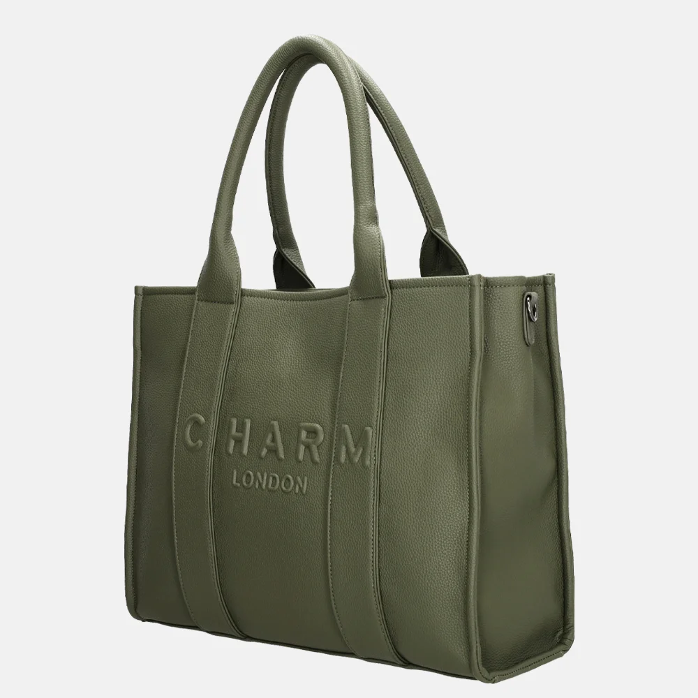 Charm London laptoptas 15 inch natuur groen bij Duifhuizen