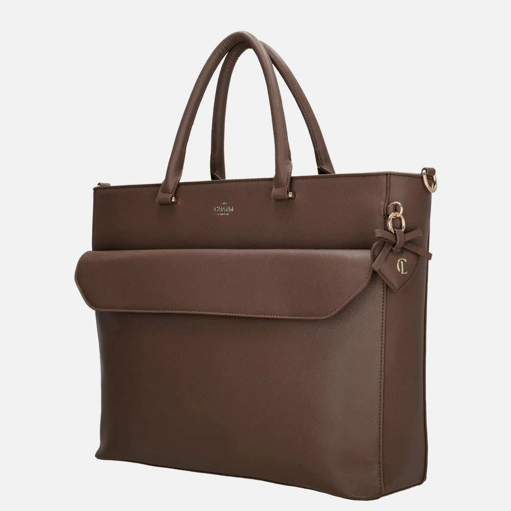 Charm London handtas 15 inch mocca bij Duifhuizen