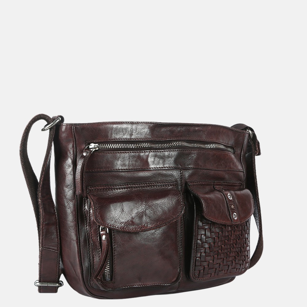 Genicci Dordogne schoudertas dark brown bij Duifhuizen
