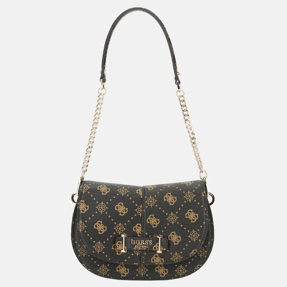 Guess Carrie schoudertas espresso logo bij Duifhuizen