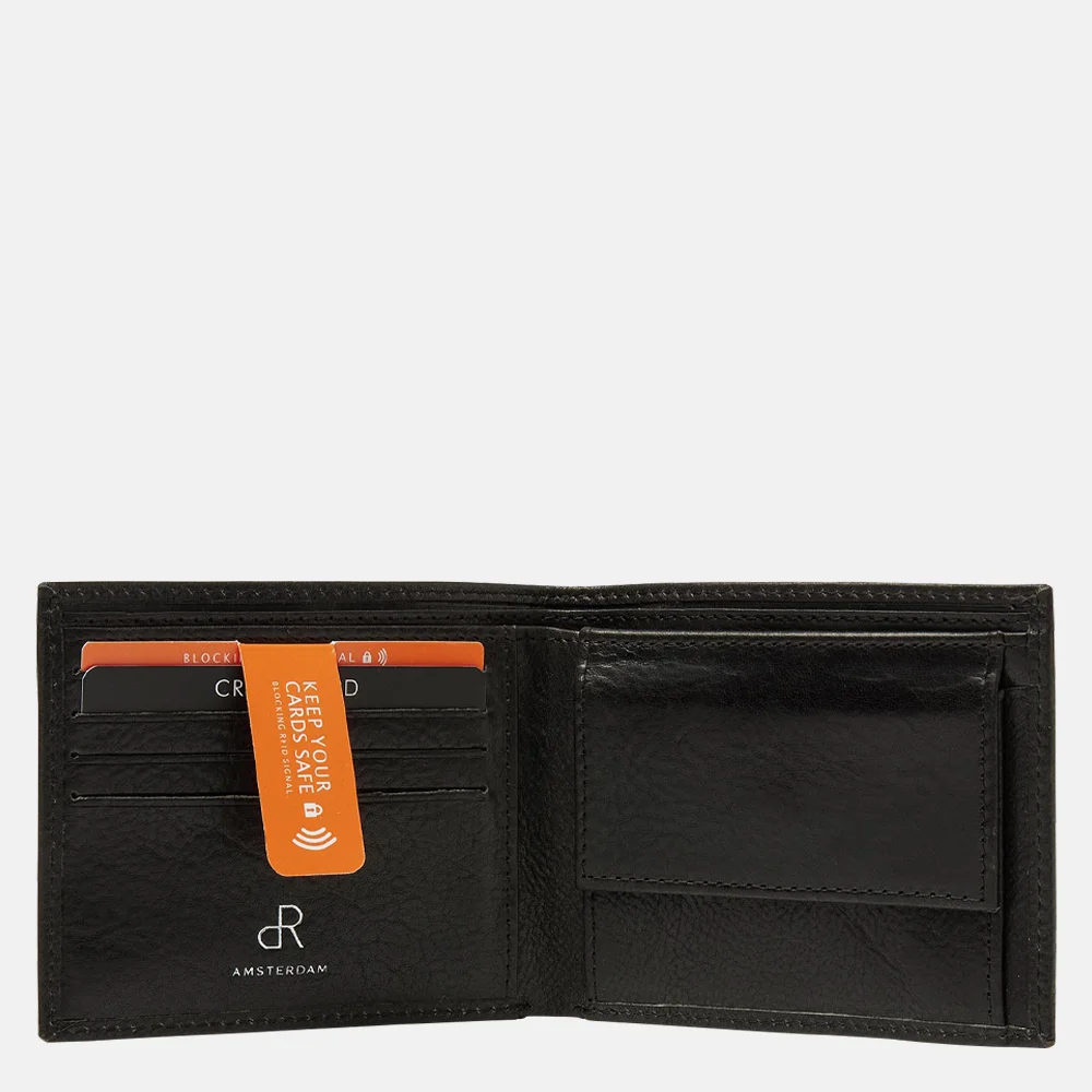 DR Amsterdam billfold portemonnee black bij Duifhuizen
