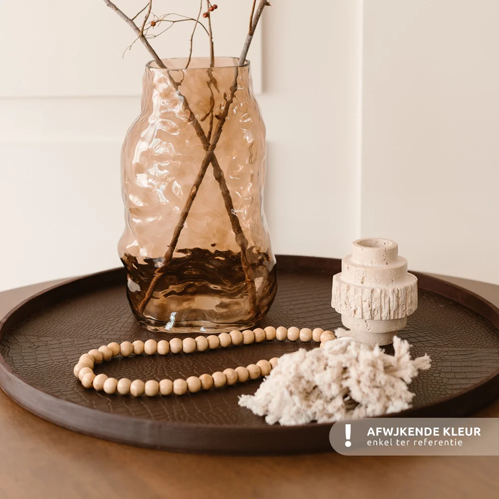 Chamada leren dienblad rond croco XL beige bij Duifhuizen