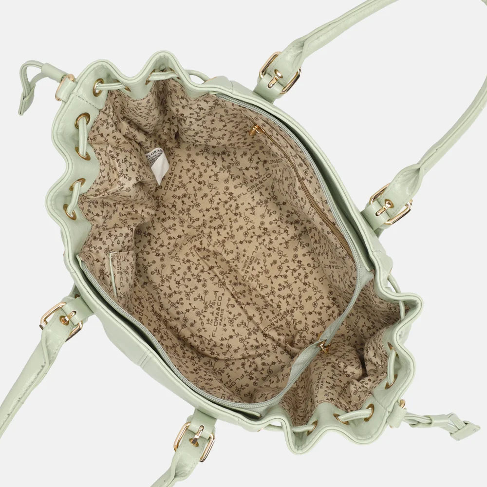 Flora & Co handtas lak vert clair bij Duifhuizen