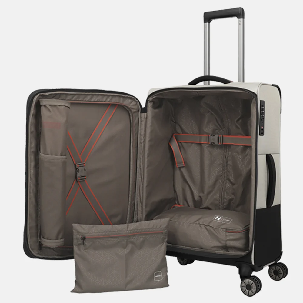 Travelite Crosslite 5.0 reiskoffer 66 cm beige bij Duifhuizen