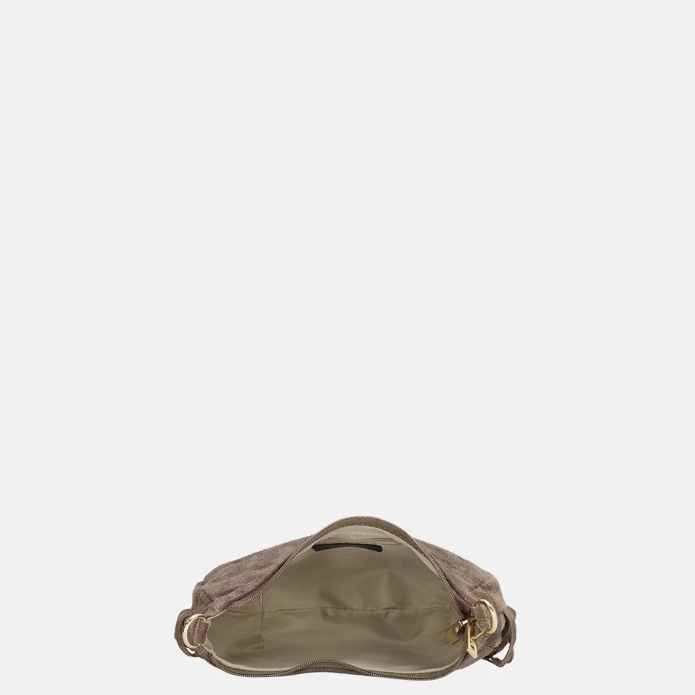 Charm London suède crossbody tas S franjes taupe bij Duifhuizen