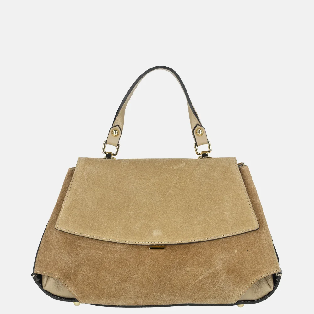 Charm London overslag handtas suede lichttaupe bij Duifhuizen