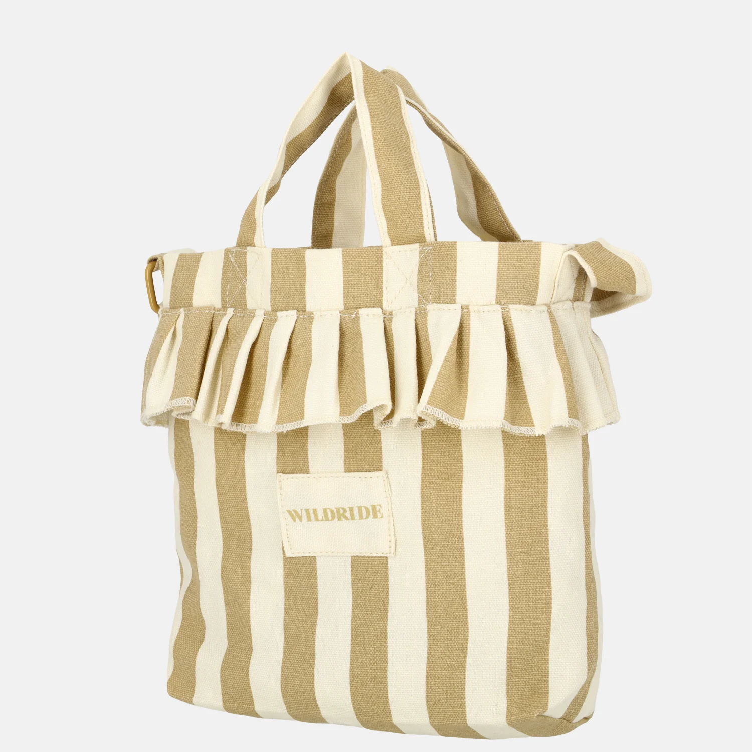 Wildride Ruffle handtas mini beige stripe bij Duifhuizen