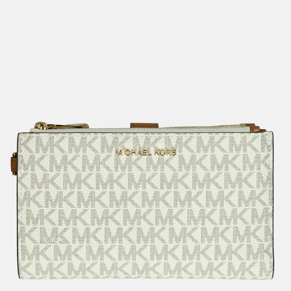 Michael Kors Jet Set Double Zip Wristlet portemonnee vanille bij Duifhuizen