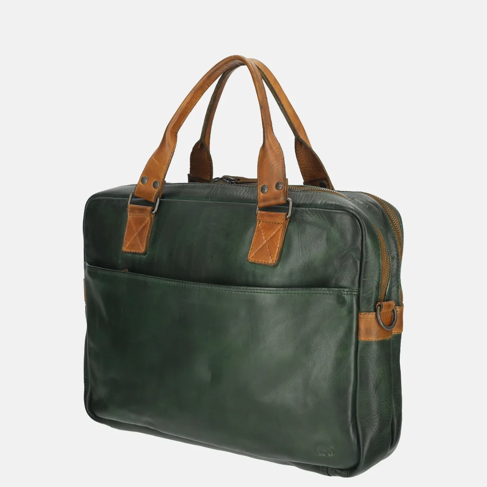 Bear Design laptoptas green/cognac bij Duifhuizen