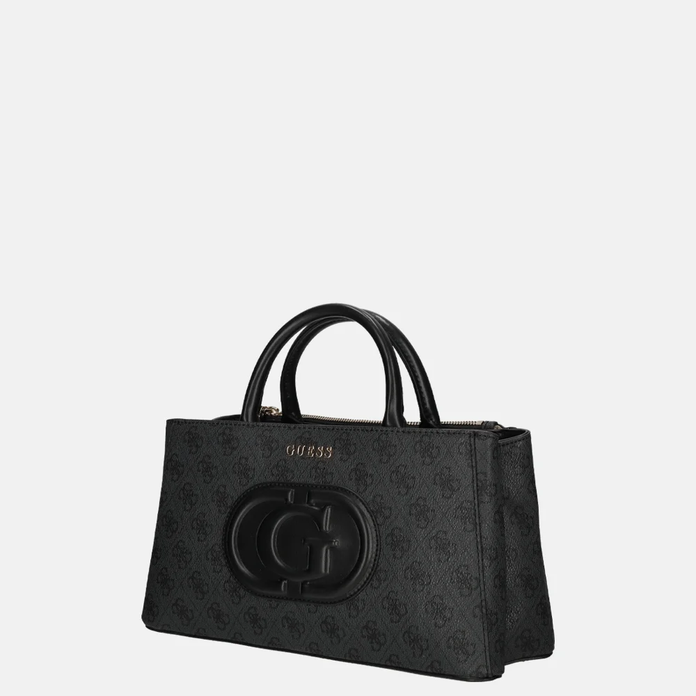 Guess Eco Mietta SML society satchel handtas coal logo/black bij Duifhuizen