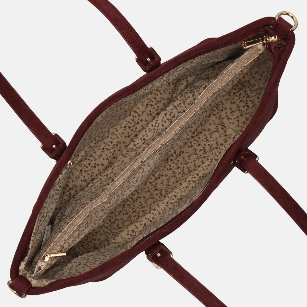 Flora & Co suedine shopper L bordeaux bij Duifhuizen